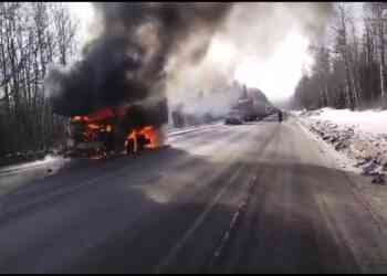 Фура загорелась на трассе М-5 «Урал»